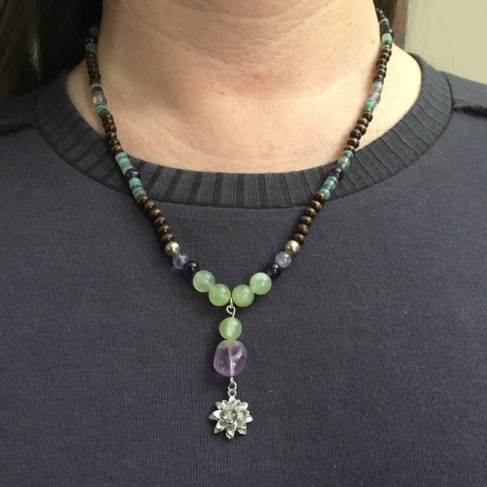 Multi Gemstone Beaded Necklace- Boho Style - Picture 3 of 6